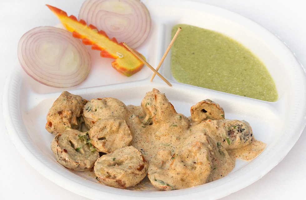 'Malai Chaap' is a popular dish from #India, it is a perfect food item as snacks and main course. It is the preparation of soybean, authentic Indian spices. Relish Indian cuisine without any unhealthy side effects. 
#streetfood #delicious #foodie #foodtruck #malaichaap
