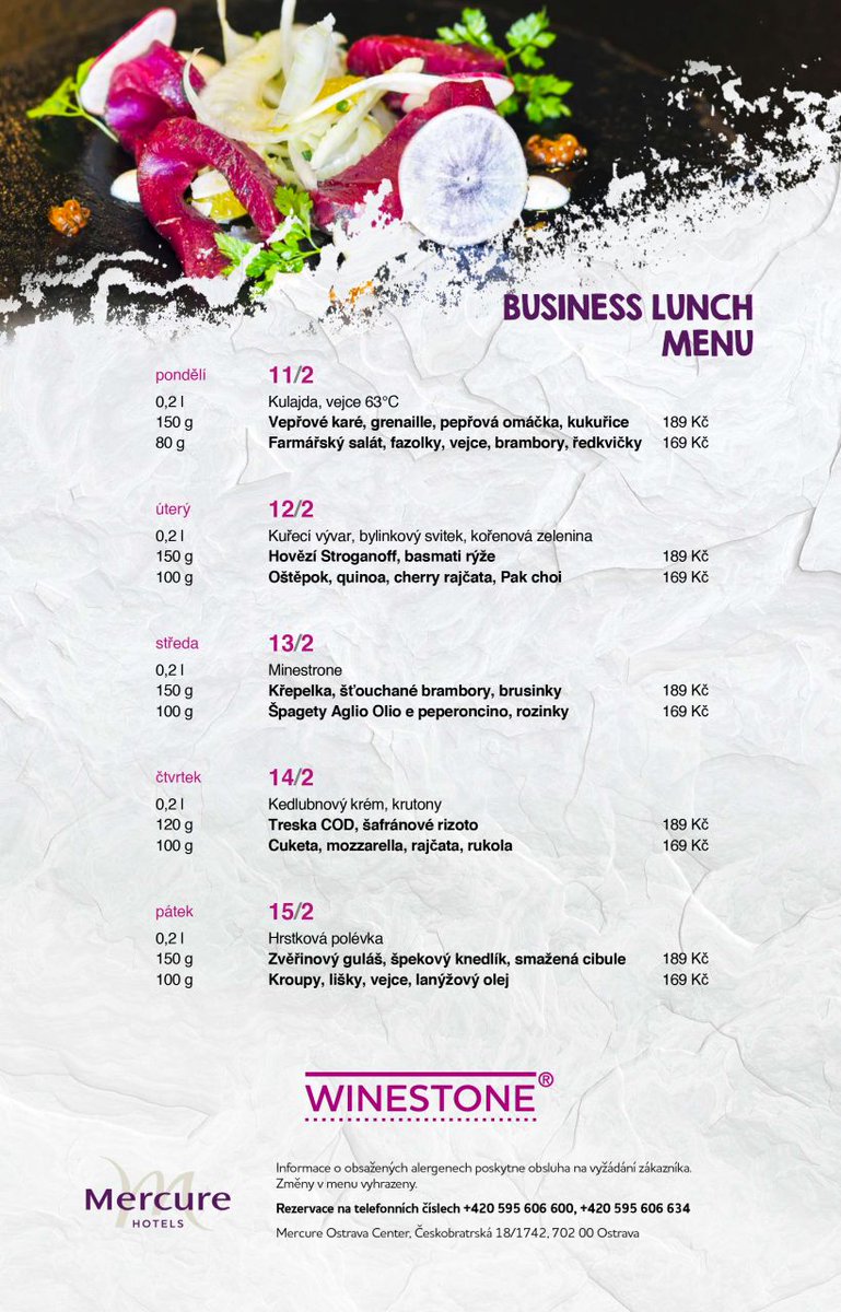 WOstrava's tweet photo. ‼️ WINESTONE BUSINESS LUNCH MENU 🍵 https://t.co/ql7sTcLxDN