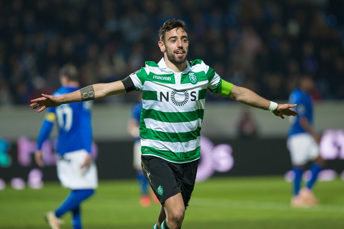 Bruno Fernandes celebra uno de sus dos goles ante el Feirense (Foto: Sporting CP).