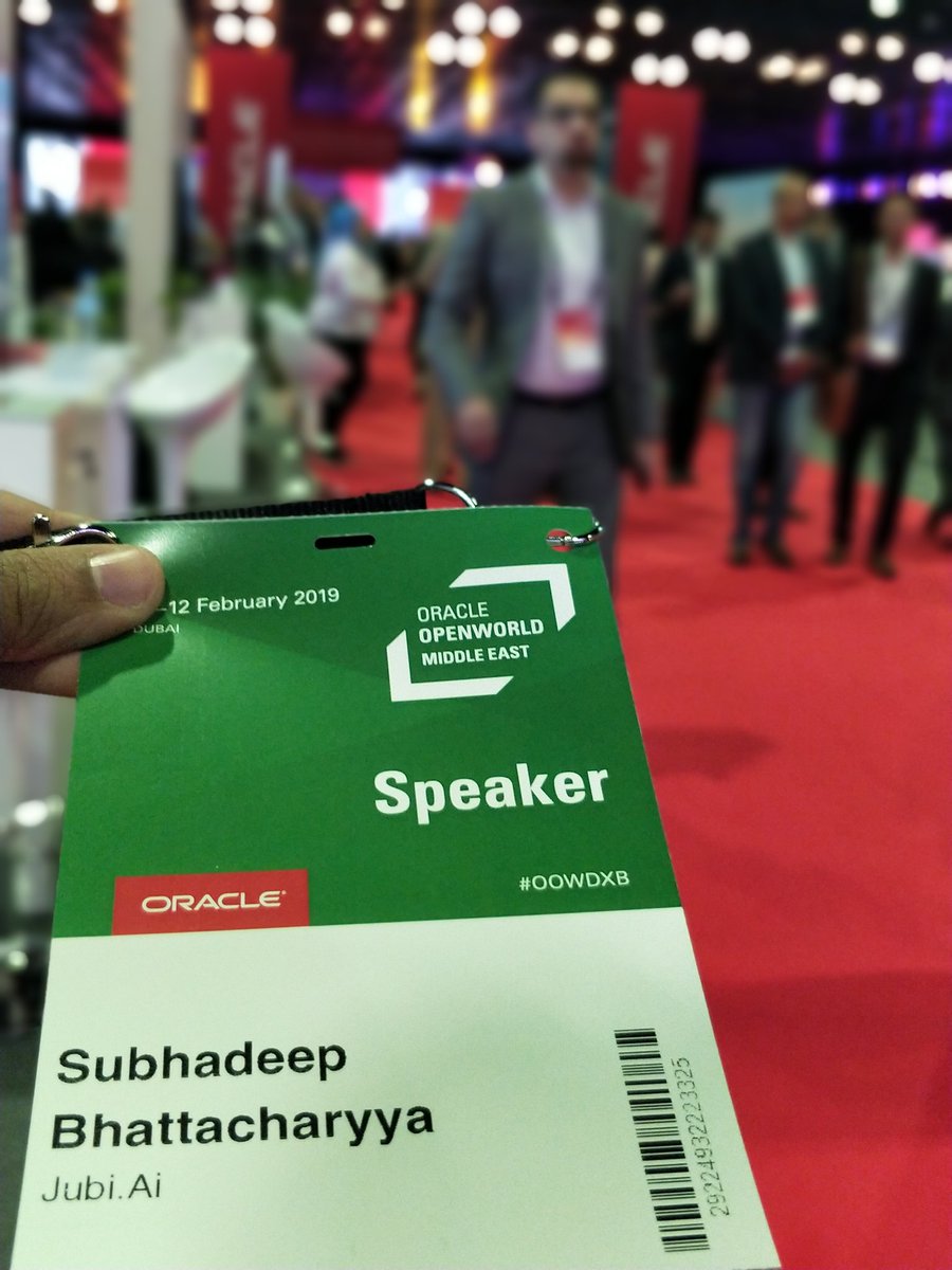 SubhadeepBh's tweet photo. https://t.co/a1oZsTeLC3 at the Oracle OpenWorld MiddleEast. Awesome people, awesome possibilities. #OOWDXB. #JubiAI #BotsAreComing https://t.co/IrrNRu3Lbg
