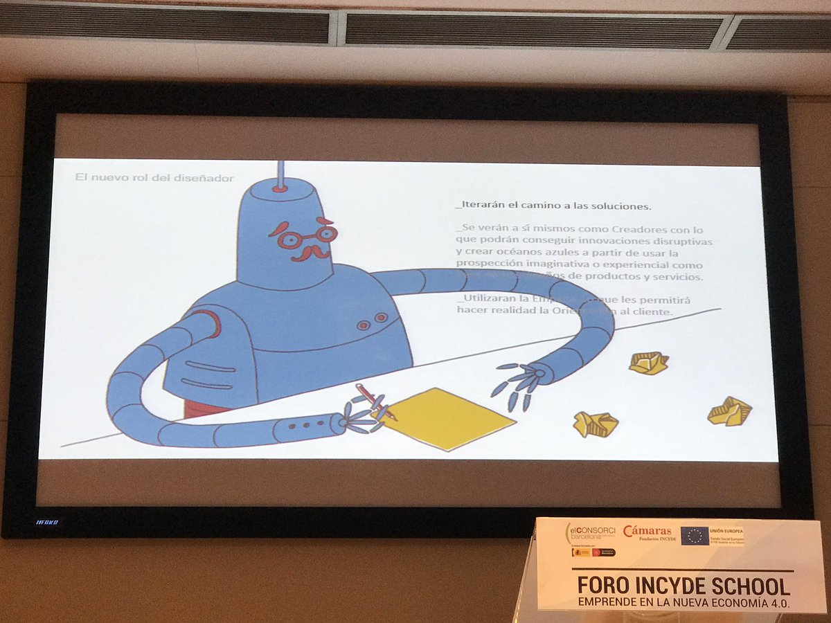IsaRoigLlorca's tweet photo. Los procesos y roles del diseño estan cambiando #3Dprinting #designforadditive @StimuloDesign @HPEspana #ForoIncydeSchool @BCD_barcelona @ClusterDisseny https://t.co/grPAIMm7jz