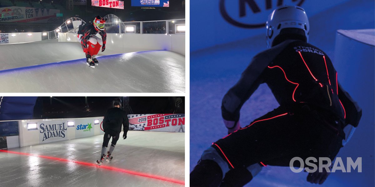 .@redbull Crashed Ice in Boston – what a spectacle! With #LED strips under the ice, #TheNewOSRAM ensured a better orientation on the track. #RedBullCrashedIce