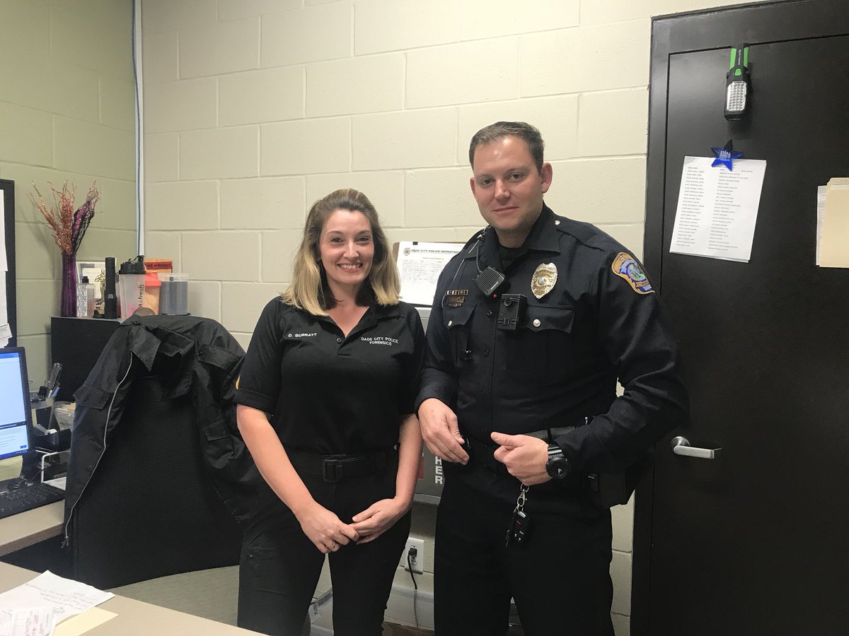 DadeCityPolice's tweet photo. Happy Monday from CSI Surratt and Officer Barnes! https://t.co/cBt0OeSfkz