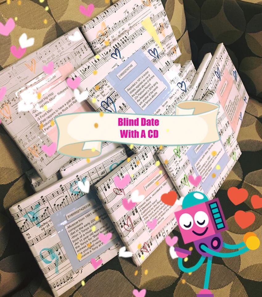 KSUPerfArtsLib's tweet photo. No Date? We'll be your date! Come check out one of our CDs based on clues. #BlindDateWithACD https://t.co/SbAxJJ950h