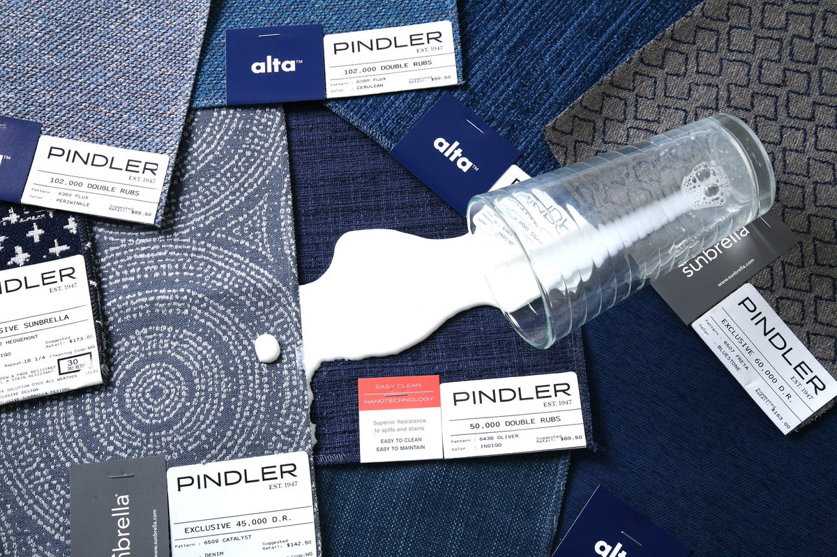 PindlerCorp's tweet photo. It’s #NationalDontCryOverSpilledMilk day… and Pindler has so many performance options to suit your needs.  You no longer have to worry about those spills with our Sunbrella, Alta, Easy Clean and so many more performance fabric options! https://t.co/bZ3ycoNT4f