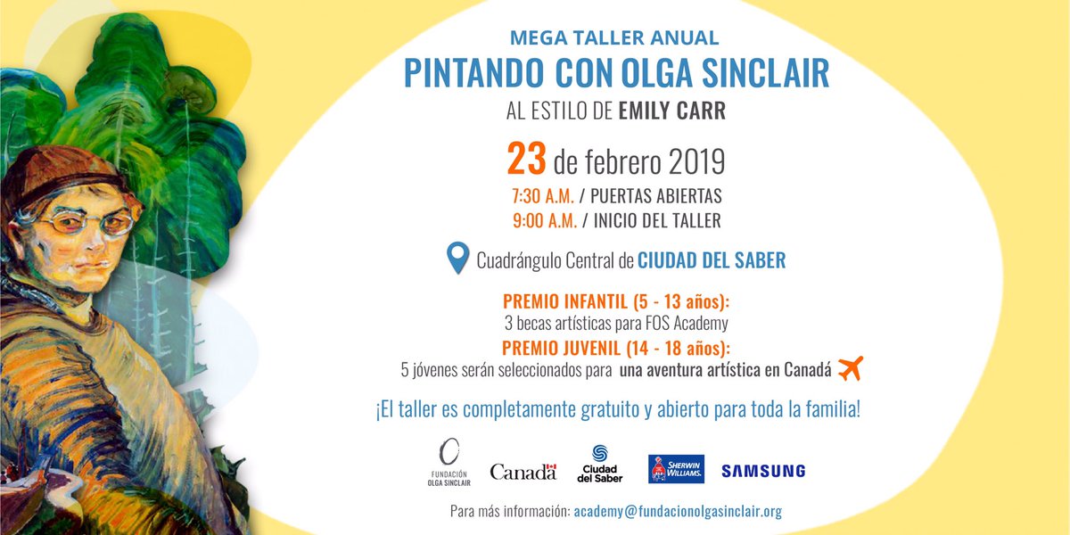 FOSinclair's tweet image. A pocos días de nuestro esperado Mega Taller anual Pintando con Olga Sinclair! Recuerden inscribirse siguiendoneste link bit.ly/MegaTaller2019. Es totalmente gratuito para toda la familia. Los esperamos el sábado, 23 de febrero en el cuadrángulo central de Ciudad del Saber.