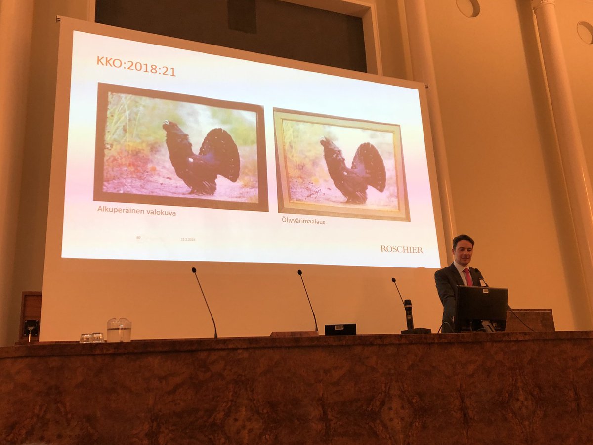 KKO:2018:21: Vedosten myyminen öljyvärimaalaukseen lähes sellaisenaan jäljennetystä valokuvasta oli #tekijänoikeus-loukkaus. Aikaisemmassa tapauksessa KKO 1979 II 64 valokuvaa käytetty vain inspiraationa, siksi eri lopputulos, kertoo <a href="/RoschierFinland/">Roschier</a>’in Markku Tuominen #IPRpäivä