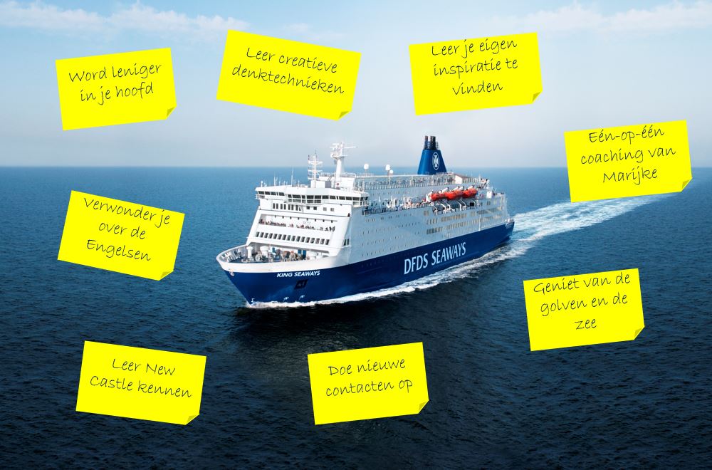Wil jij er even uit? Je hoofd leeg laten waaien op zee? En het daarna vullen met nieuwe inzichten, ideeën en technieken om creatiever te leren denken?
Ga mee naar Engeland en krijg op de boot de training Business Creativity.
ideacompany.nl/at-sea