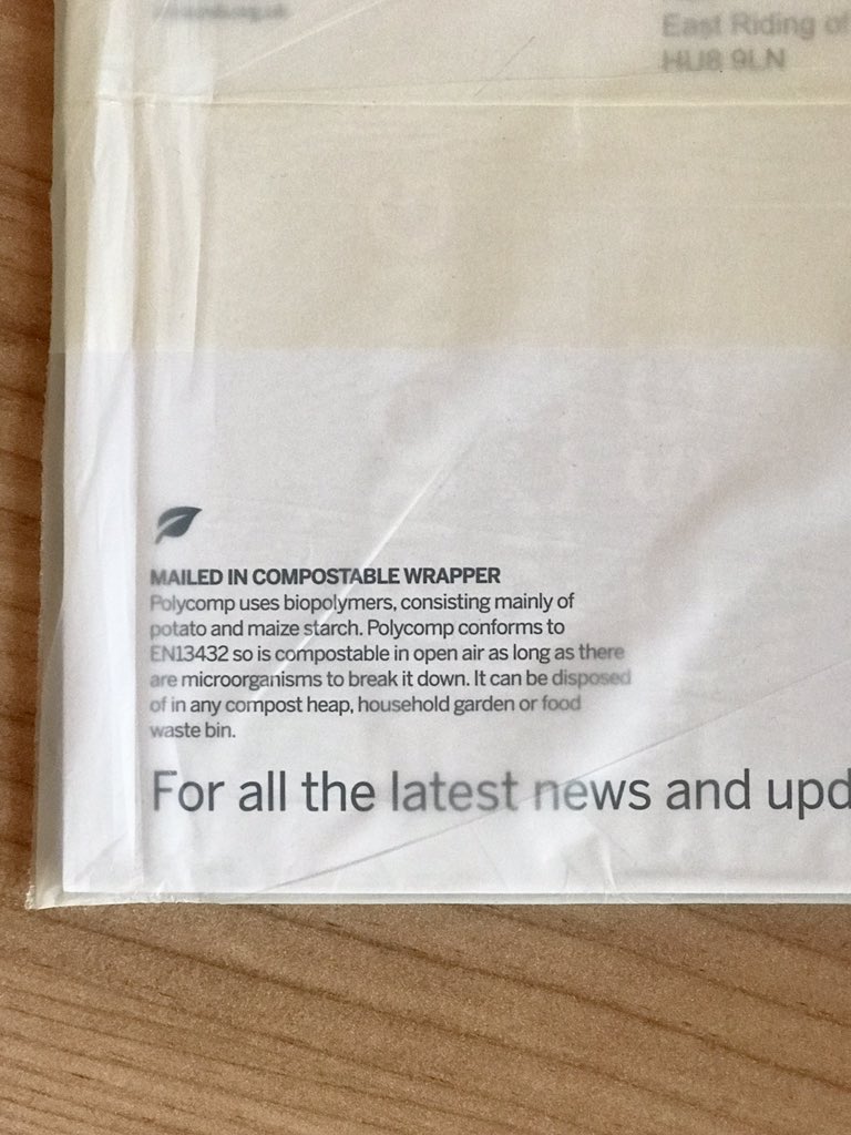 Just received my issue of The Biologist so good to see @RoyalSocBio are still using compostable wrapper to mail content to their members. Would love to see more organisations using similar alternatives to help reduce single use plastics🐳💙 #plasticpollution #turnofftheplastictap