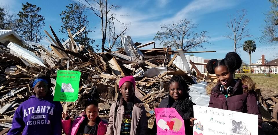 GSCFP's tweet image. Girl Scouts in Marianna Florida had a wonderful time celebrating Martin Luther King Jr. Day last month. 
#GSCFP