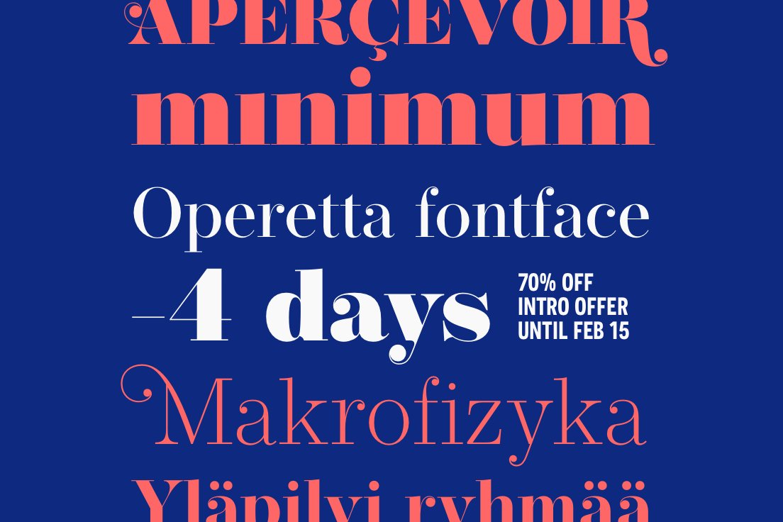 synthview's tweet image. Hurry up! Only 4 days before Operetta 70% OFF introductory offer ends. myfonts.com/fonts/synthvie…