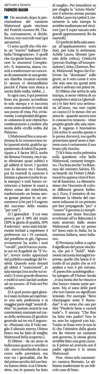 FBiasin's tweet photo. Detto che chi si è messo a insultare i cantanti è senza giustificazioni (ma generalizzare con "tutti i giornalisti" mi pare decisamente scorretto), provo a spiegare come sono andate le cose, ovviamente dal mio opinabile punto di vista.

Dalla Sala Stramba è tutto.

#sanremo2019 https://t.co/cy94TxenMg