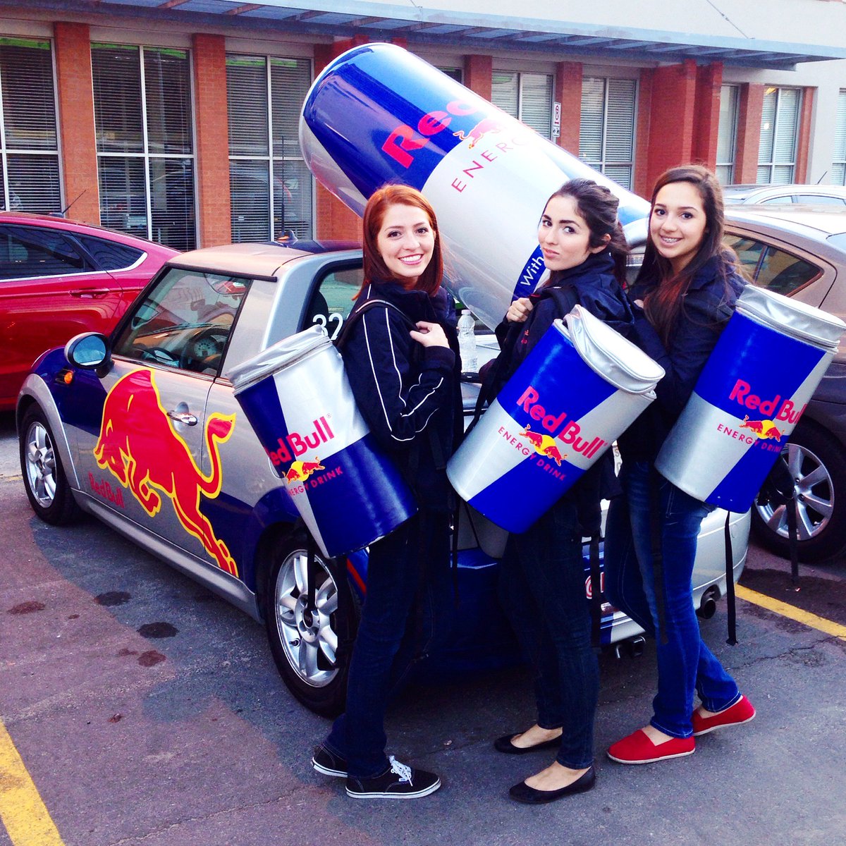 Red Bull is known to hire attractive young women to drive around to sporting events, public spaces, etc and give away free cans. It takes a certain confidence and conviction to do this. But they know it works. If you're thirsty and an attractive woman gives you a drink, wyd?