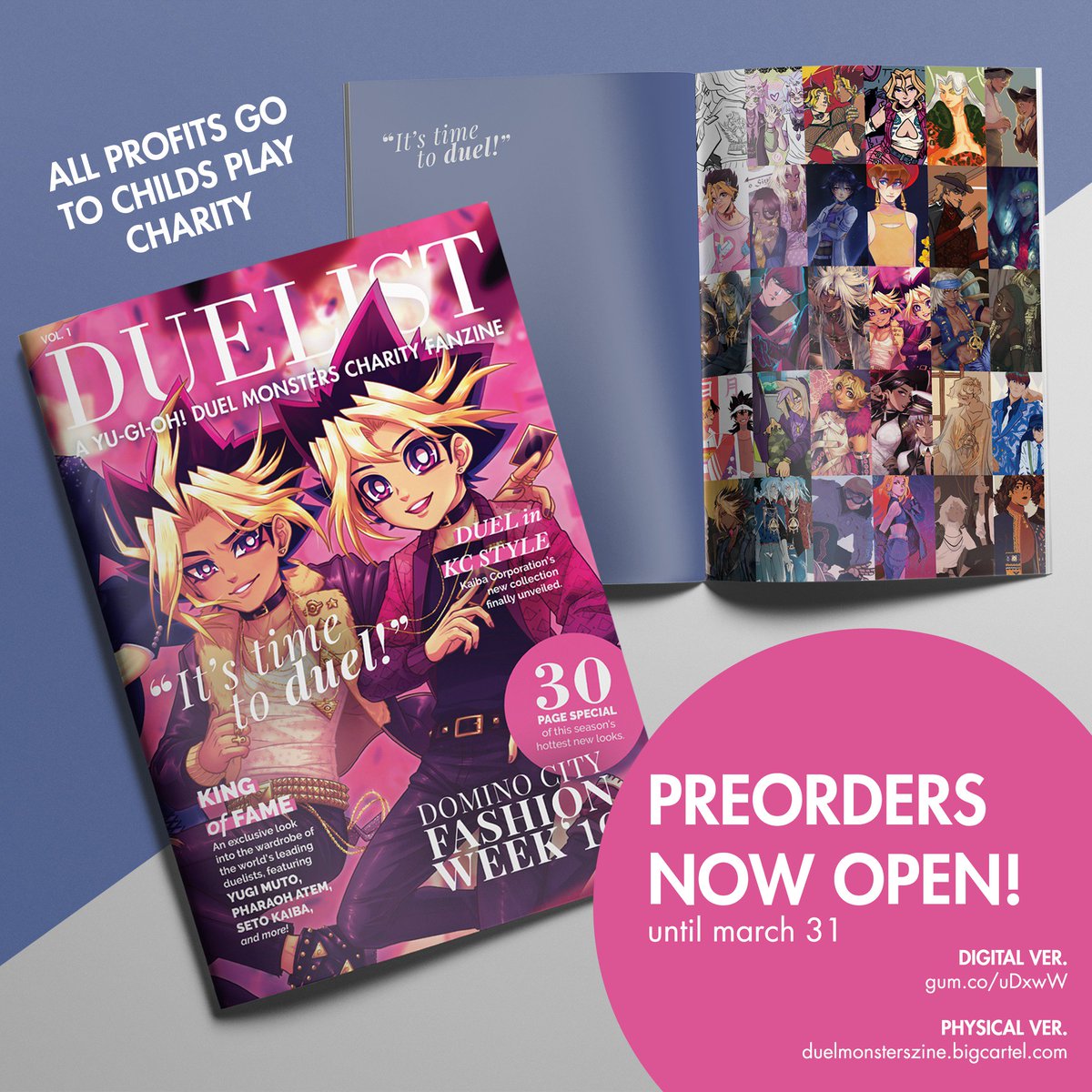 dm_zine's tweet photo. ✨ PREORDERS OPEN: ✨
➤DIGITAL VER. https://t.co/ETLdhRof72
➤PHYSICAL/BUNDLE VER. https://t.co/fZZHlXaAZz

All profits from Duel Monsters Zine are donated towards Child’s Play, a charity organisation which provides toys and games to children’s hospitals worldwide.

✨RTs✨ https://t.co/oUMcMKx5pA