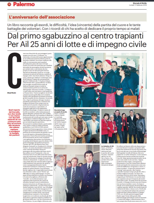 Oggi sul "Giornale di Sicilia" Giusi Parisi recensisce il volume "La scelta volontaria. La storia di #Ail Palermo, modello di impegno civile" di <a href="/Aletu1974/">Alessandra Turrisi</a>.

Il libro è impreziosito da una testimonianza di #GianniMorandi.

Scopri di più 👉 bit.ly/2SGYqq1