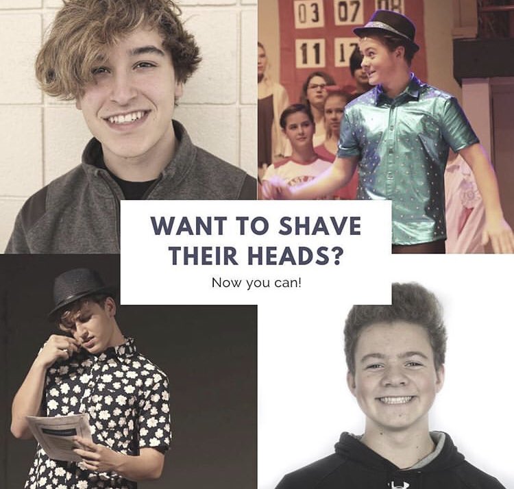 GVHSDramaClub's tweet photo. On February 18 at 3 PM come to the GVHS auditorium to see Shane and Luke get their heads shaved to play Daddy Warbucks in our upcoming production of Annie!
$5 for entry
$10 to be entered in a raffle to take the first shave of the hair!
All Proceeds support @GV_SUFH @UniteforHER https://t.co/xedxk3brO1