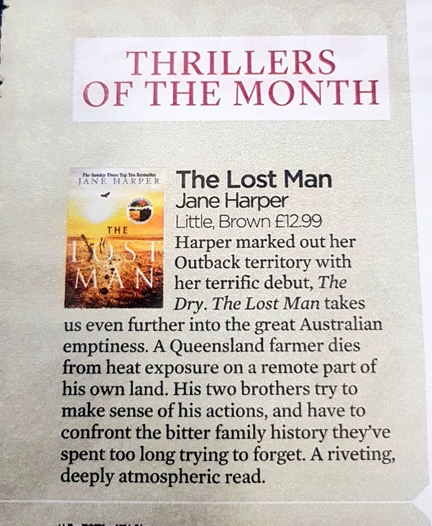 Grace Vincent (@graceevincent) on Twitter photo Great to see <a href="/janeharperautho/">Jane Harper</a>'s #TheLostMan in yesterday's @EventMagUK "A riveting, deeply atmospheric read" Great to see <a href="/janeharperautho/">Jane Harper</a>'s #TheLostMan in yesterday's @EventMagUK "A riveting, deeply atmospheric read"