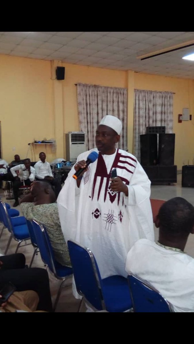 The  DG NASRDA, Prof. Seidu Mohammed addressing the staff of NASRDA during the Happy-Hour gathering at the Centre last week. The celebration was in honour of taking the first position twice consecutively at the Science, Technology and Innovation Expo in Enugu.