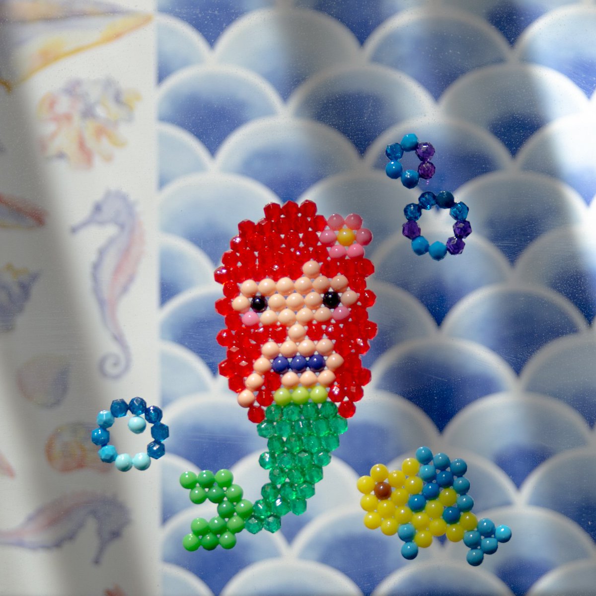 Risuho Aquabeads On Twitter アクアビーズ で リトルマーメイド アリエル は公式型紙で娘が作ったもの そこにオリジナルデザインでお友達の魚 フランダー と泡を加えました アクアビーズ Aquabeads Beads 大人のアクアビーズ Littlemermaid