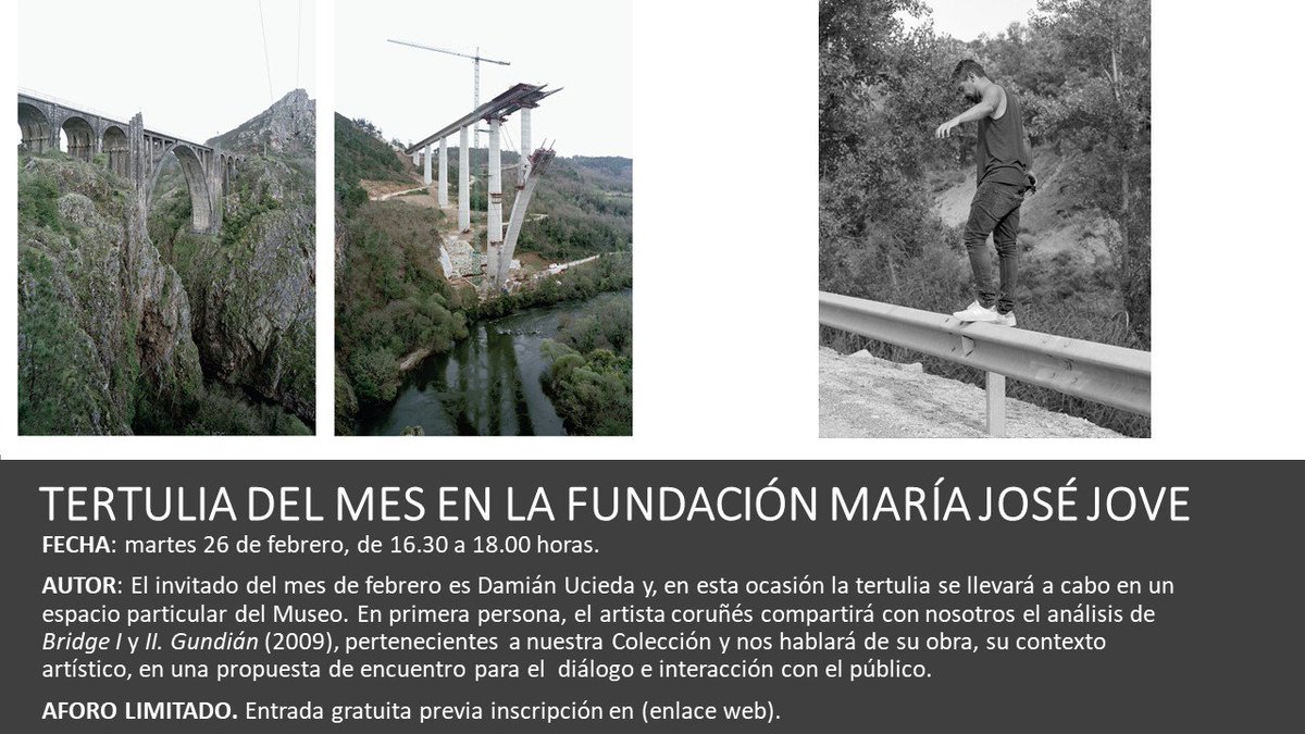funfmjj's tweet photo. El fotógrafo coruñes Damián Ucieda protagonizará nuestra tertulia de arte de febrero. Será el martes 26/02 a las 16.30h. Aforo limitado, inscripción previa en https://t.co/KAsTk0ylBA #arte #tertulia #agendadearte #fotografia #damianucieda #Coruña https://t.co/AurSh3M4PL
