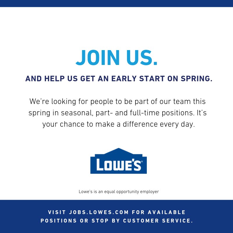 Come join the best team in home improvement this Wednesday, February 13th during our National Day of Hire! On the spot interviews are happening at every location and we cannot wait to meet you!

#loweslife #redvest #inVESTinme #bestteaminhomeimprovement
