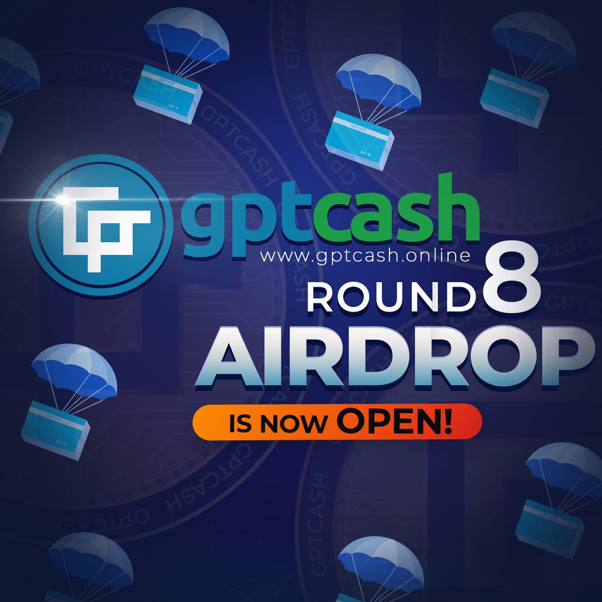GPTCash Airdrop Round #8 Registration are now open until Feb 16, 2019 23:59 PM UTC +1

350,000 GPTCash are for share to all active participants
Register Now airdroptalkforum.com/viewtopic.php?…