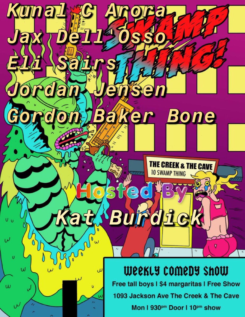 SwampThingLIC's tweet image. Drop what you are doing and get to @creekandcave and wait in line for tonight's show cuz it's gonna be one for the ages! Great food $4 margaritas and a few free beers
#nyc #nycstandup #nycmeetup #standupcomedy #freeshow