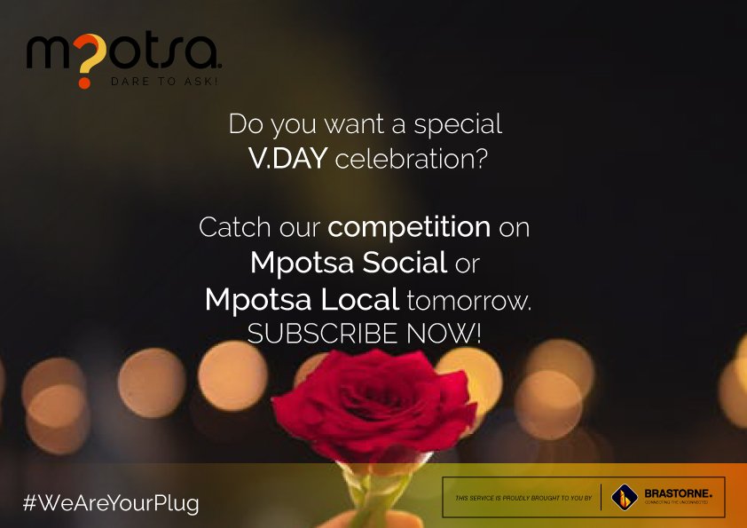 MpotsaBw's tweet photo. LET US HANDLE YOUR https://t.co/RN8zG9NWYC FOR YOU! 😎

Romantic dinner for two? 😏A night get-away with bae? 😏

Subscribe to Mpotsa Local or Mpotsa Social by SMSing Mpotsa Social to 16118 or Mpotsa Local to 16118 via your Orange. 
The competition will be sent tomorrow! BE READY https://t.co/rQKT6Prpvk