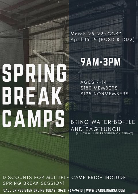 CBSAghacks's tweet photo. SPRING BREAK!! We’ve got you covered, call or register online today! #CBSA #trainwithapurpose #springbreak #practicemakesbetter #idratherbehittingdingers #hittingballsoverthefence https://t.co/1F1GEFoZmv