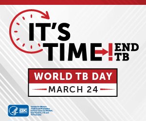 CDC_TB's tweet photo. CDC joins our international partners by adapting the global @StopTB 2019 World TB Day theme “It’s Time” Visit our website for more information and resources: https://t.co/LYekEiurXy https://t.co/VHwPW6utFw