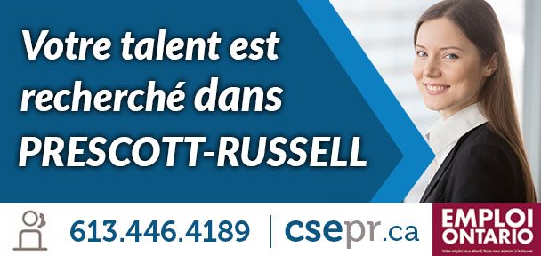 Votre talent est recherché dans Prescott-Russell!
Visitez csepr.ca pour plus d'information!

Your skills are needed in Prescott-Russell!
Visit csepr.ca for more information!