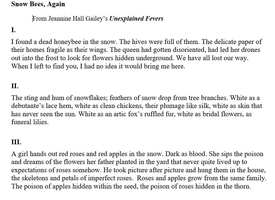 Jeannine Hall Gailey (@webbish6) on Twitter photo A poem, "Snow Bees," appropriate to our spell-worthy winter weather, from my book Unexplained Fevers (<a href="/NewBinaryPress/">New Binary Press</a>) along with an image of strange "ghost apples." A poem, "Snow Bees," appropriate to our spell-worthy winter weather, from my book Unexplained Fevers (<a href="/NewBinaryPress/">New Binary Press</a>) along with an image of strange "ghost apples."