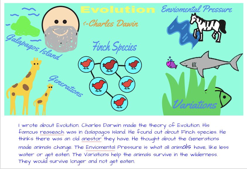 MsG_Science27's tweet photo. Here are some examples of my @ConnistonMiddle 7th grade students creating a My Week in Science using https://t.co/B9KTem9XvD. Adding that visual aspect to our learning in our Evolution unit. Thanks @Plus1Learning for the awesome idea! https://t.co/hDDqfP1brg