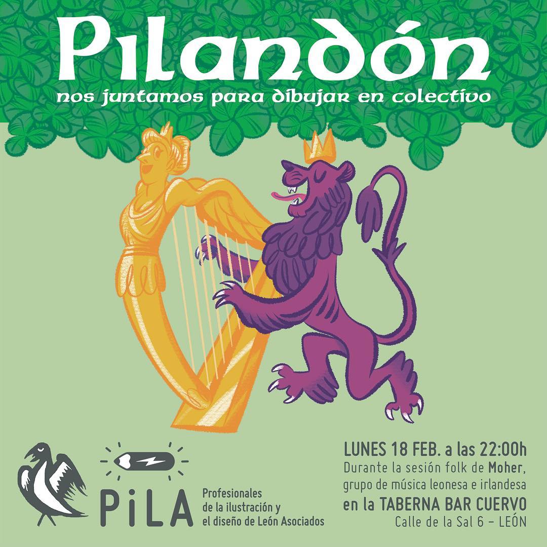 LaPila_org's tweet photo. Y seguimos con nuestros Pilandones, esos encuentros para dibujar en vivo. El lunes 18 tenemos una cita en la taberna El Cuervo, con cervezas y la música en directo de @moherleon #leonesp ¡Os esperamos! https://t.co/tvTcc0SeCA