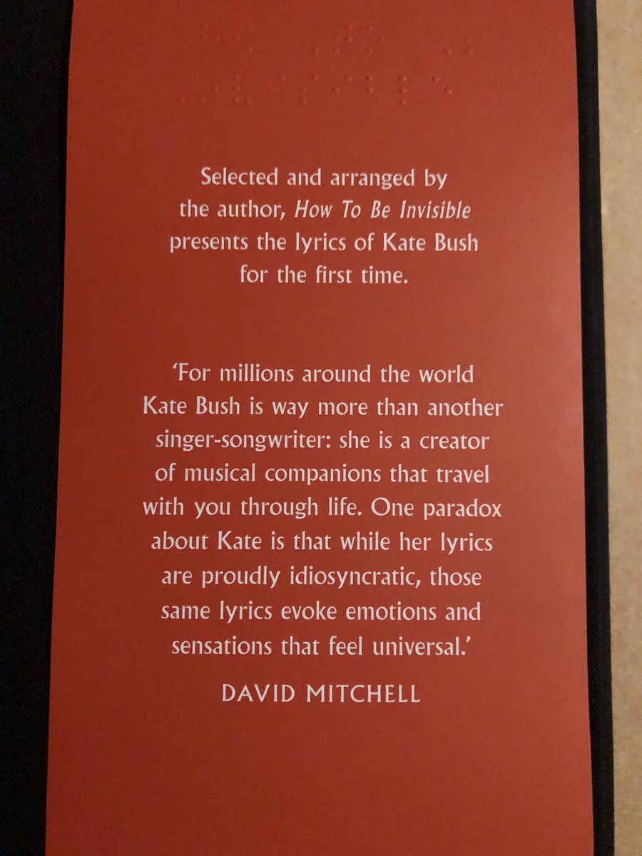 MichaelYoga79's tweet photo. Essential reading #katebush #howtobeinvisible https://t.co/n2zorMoiKC