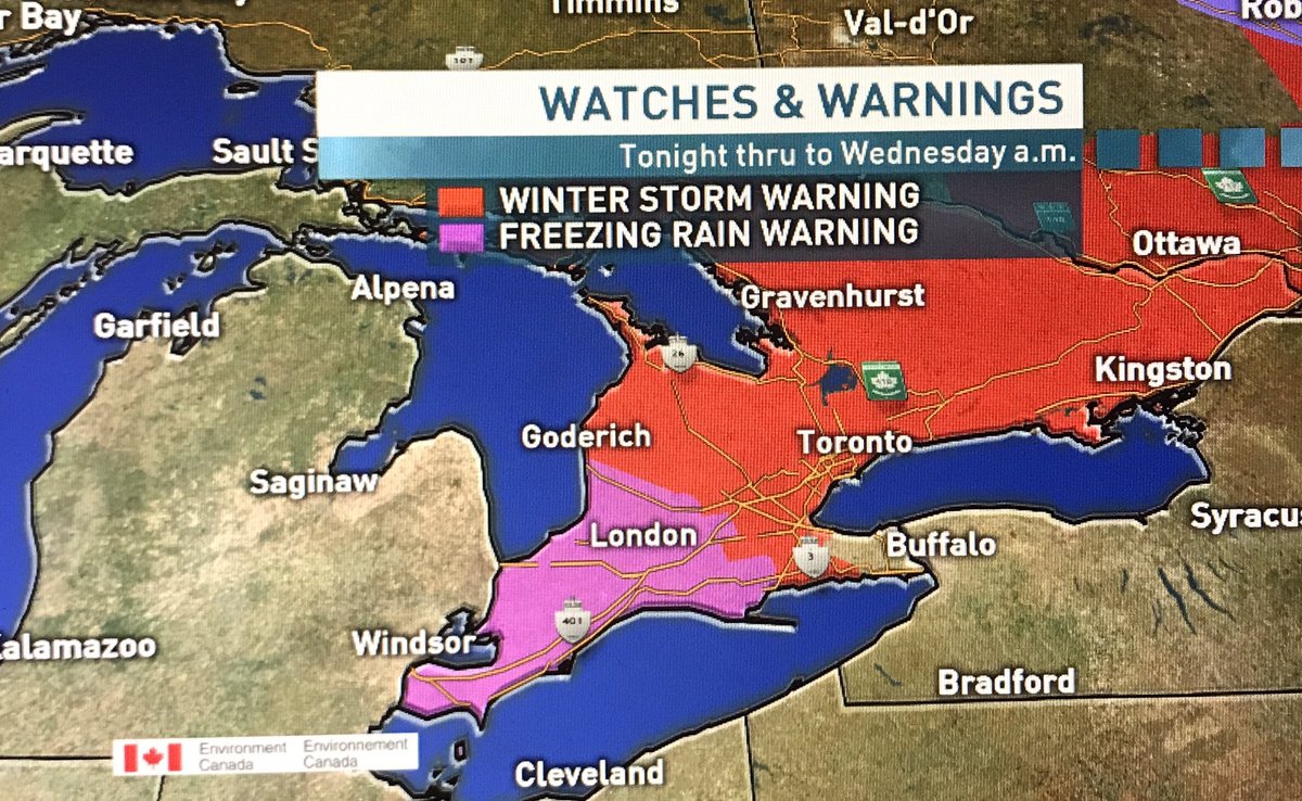 colettetown's tweet photo. Upgraded to WINTER STORM WARNING with 15-25 cm of snow and ice pellets plus winds gusting 70-80 km/h Tuesday for #GTA #toronto @CBCHereandNow @CBCToronto https://t.co/6VpJDskz76