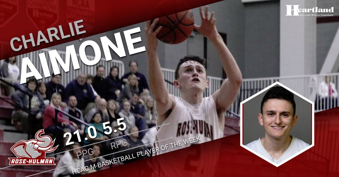 RoseHulmanHoops's tweet photo. Congratulations @CharlieAimone_ on being named @HCACDIII player of the week!  Not only is he a talented player and a great student, but he’s an even better person! Congrats Chuck!!

21.0 PPG
5.5   RPG
46.2 FG% https://t.co/pTXAGtAQ9w