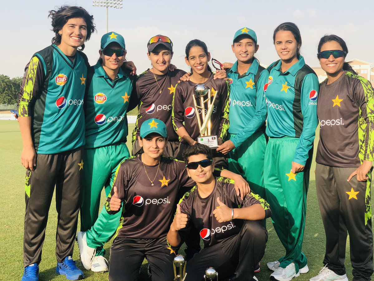 Say hello to the maiden trophy against WestIndies women!😎Been an amazing few weeks and a huge team efforts!👌Memories to cherish forever 💕 #PAKVSWI