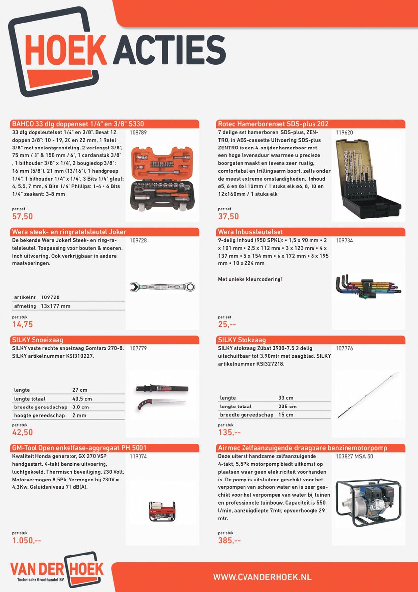 VanderHoekBV's tweet photo. Zo, daar is tie dan! De eerste kwartaal-actiefolder van 2019. Profiteer onder meer van de gratis #Makita accu-actie. En wat dacht u van de prachtige #verwarmingsapparatuur? Daarnaast natuurlijk ook #lijmen, #kitten, #werkkleding, #compressoren en #gereedsc https://t.co/LH976xliiN https://t.co/Wrv6x0CsDp