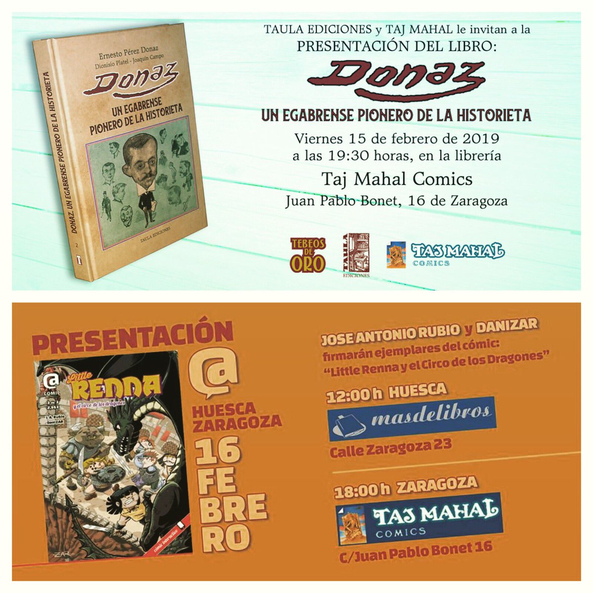 tajmahalcomics's tweet photo. #allstarweekend viernes a partir de las 19:30h. presentación del libro #Donaz con los amigos de #TaulaEdiciones y el sábado a partir de las 18h. los chicos de #aftercomic presentan el número 3 de #LittleRenna #CircodelosDragones #nopodeisfaltar https://t.co/17z6NhBd93