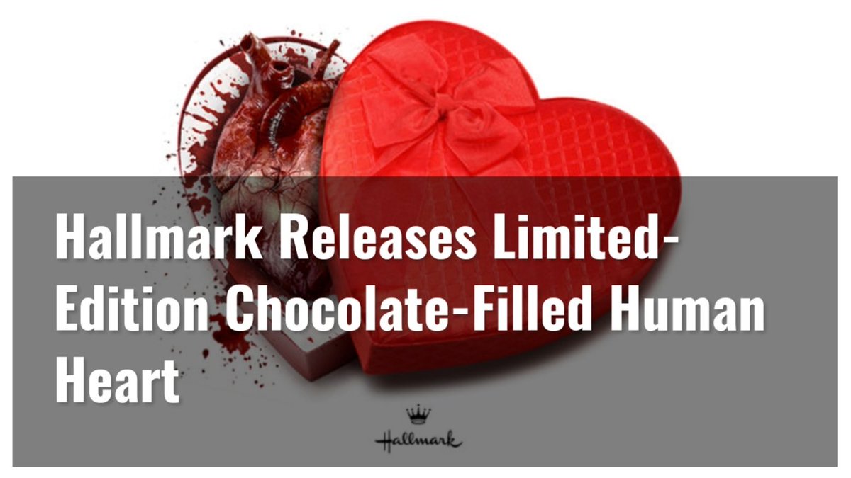 BlaffoMagazine's tweet photo. @Hallmark Releases Limited-Edition #Chocolate-Filled Human Heart

“These are the hearts of people who once felt the same love for their special someone as you do for yours.” 

#valentinesday #giftideas
#FakeNews

Read more--> https://t.co/kjTSIIuS6V https://t.co/H352MegRpR