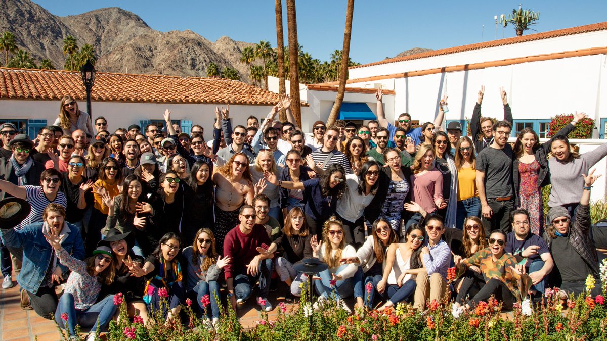 collinmathilde's tweet photo. The Front Team was in Palm Springs last week. We do a company-wide offsite every year, and it's always my favorite moment of the year. https://t.co/UXzmpz9j3P