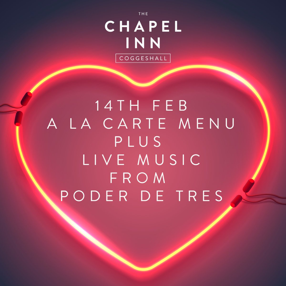 VALENTINES DAY - We'll have live acoustic music from the brilliant Poder de Tres alongside our a la carte menu. Booking preferred but not essential.