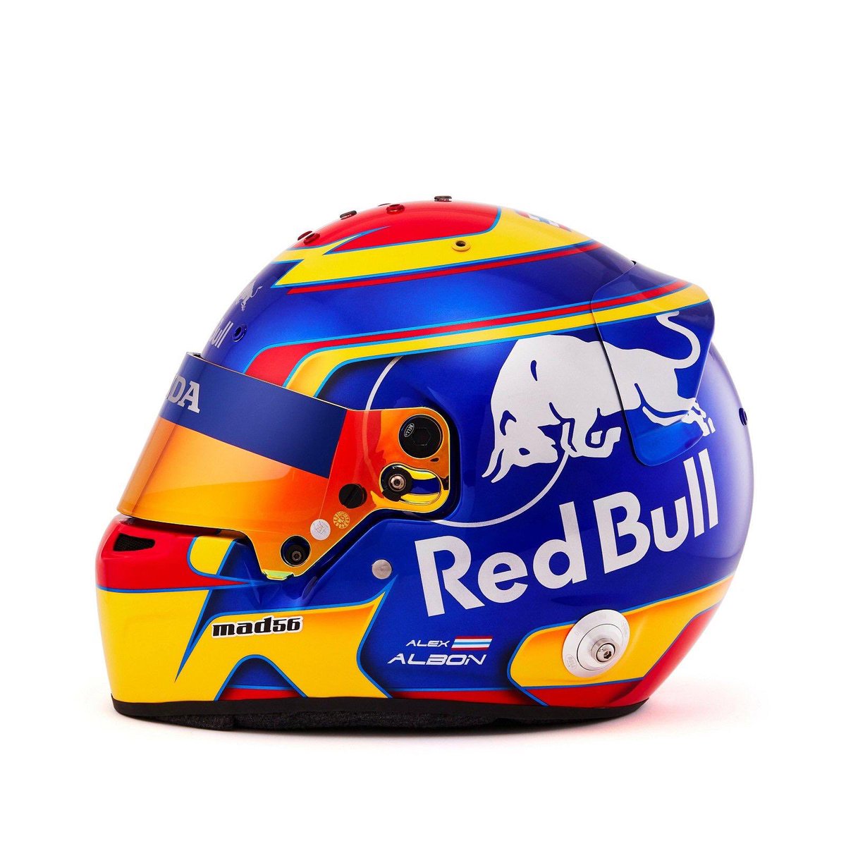 alex_albon's tweet photo. 🤩 A new car and a new helmet to match, not long to go now! 😛 #ToroRosso #STR14 #AA23 #Mad56 #MDM #BellRacingHQ https://t.co/J6vfqqAFZ0