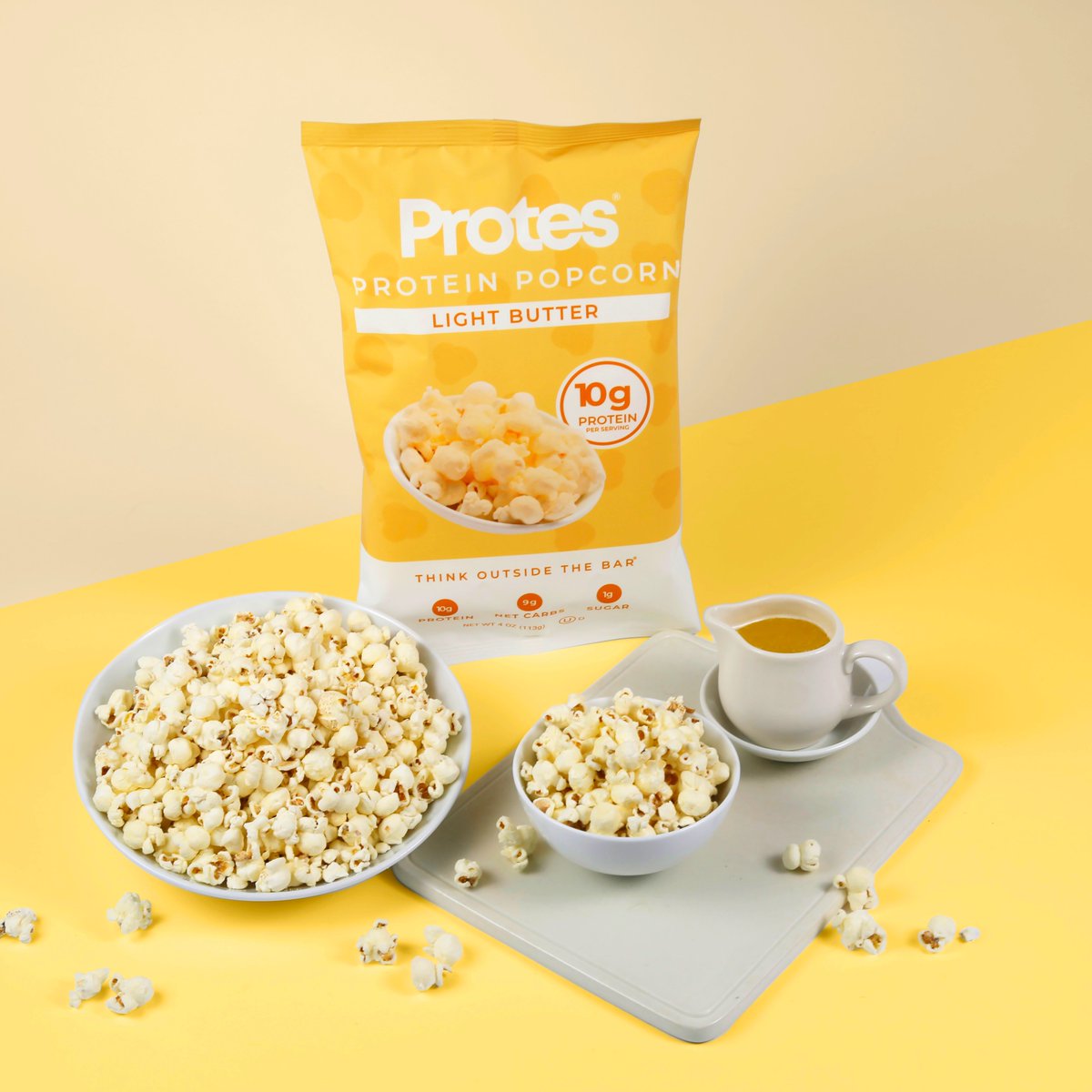 Consider your Netflix and Chill game raised as we bring you healthy update on that classic movie theatre popcorn you've always loved. Check out our brand NEW LIGHT BUTTER POPCORN!🍿🎥 #eatprotes #thinkoutsidethebar #foodswithbenefits #popcorn