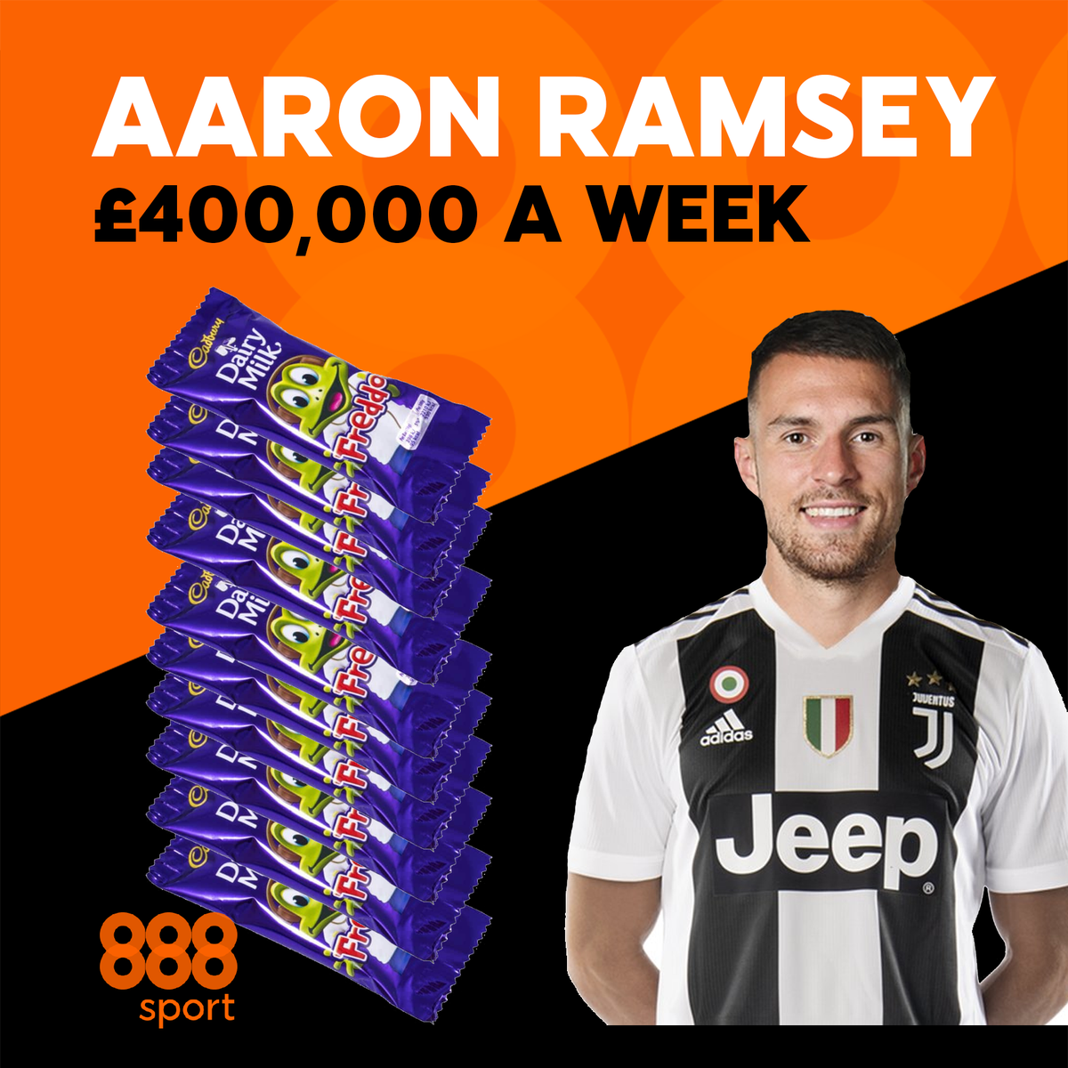 888sport's tweet photo. £400,000 a week would get you 1,333,333 Freddos, or one Aaron Ramsey. But which would you prefer?

🔄 RT - 1,333,333 Freddo bars
❤️ Like - 1 Aaron Ramsey https://t.co/DU55Mt7EKA