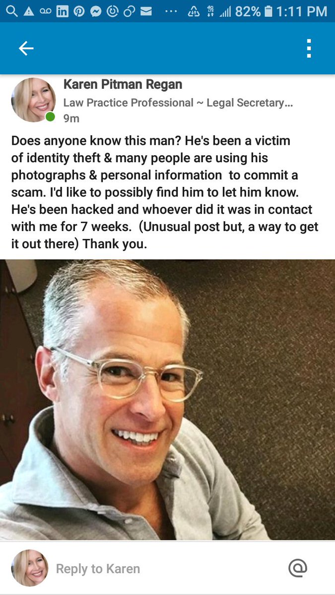 ** DOES ANYONE know or recognize this man? Enlarge my post/pic for additional information. Any help would be appreciated. RETWEET for me please. Thanks. #Scam #Fraud #IDTheft #OnlineSites * I just want him to know!!