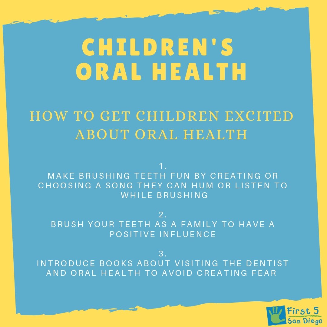 February is National Children’s Dental Health Month! 🦷😬 • Did you know tooth decay is one of the most common chronic conditions children in the United States face! Let’s get children excited about brushing teeth! 🦷 😁💥 #first5sandiego #countyofsandiego oralhealthinitiative