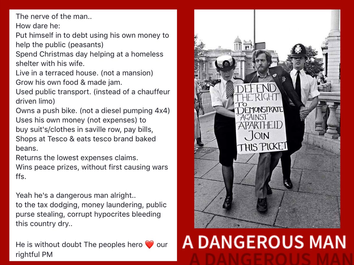Yeah he's a dangerous man alright..
to the tax dodging, money laundering, public purse stealing, corrupt hypocrites bleeding this country dry..

He is without doubt

The peoples hero ❤ our rightful PM