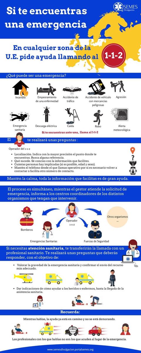 SemesCoordina's tweet photo. Los compañeros de #DivulgaSEMES nos recuerdan cómo actuar cuando avisamos al 1-1-2 en caso de Emergencia. Recuerda, mantener la calma y dar la información que nos solicitan es fundamental! Muchas gracias. #CoordinaSEMES https://t.co/rA2UhIzpZO